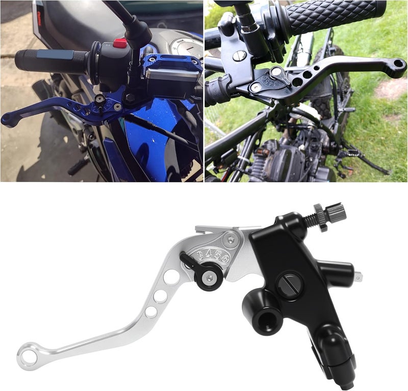 VUOZIP 7/8" 22mm Motorcycle Brake Lever Handlebar Master Cylinder Clutch Levers Left & Right Set + Hand Grips + Handlebar Ends Set for Harley Honda Kawasaki Suzuki Yamaha (Silver) - Image 4